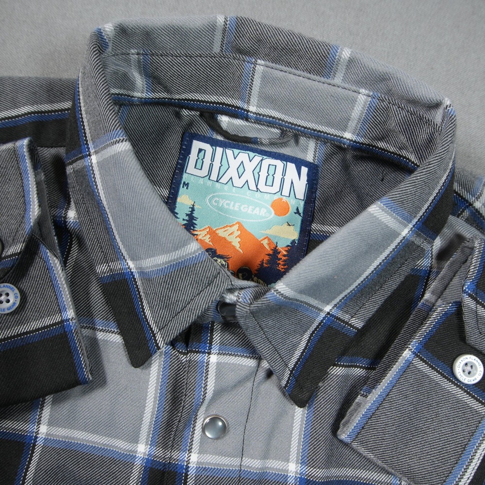 Dixxon Cycle Gear D-Tech Plaid Flannel Men Shirt M Moto Skater Biker Black Gray